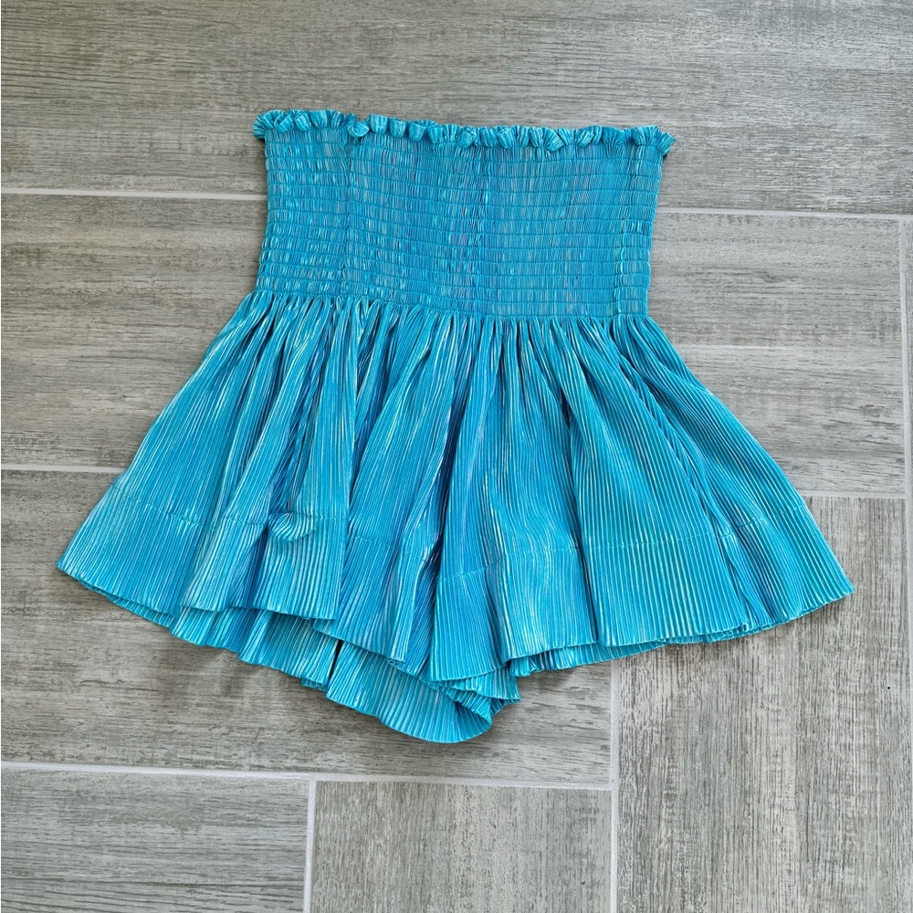QUEEN OF SPARKLES Aqua Pleat Swing Shorts